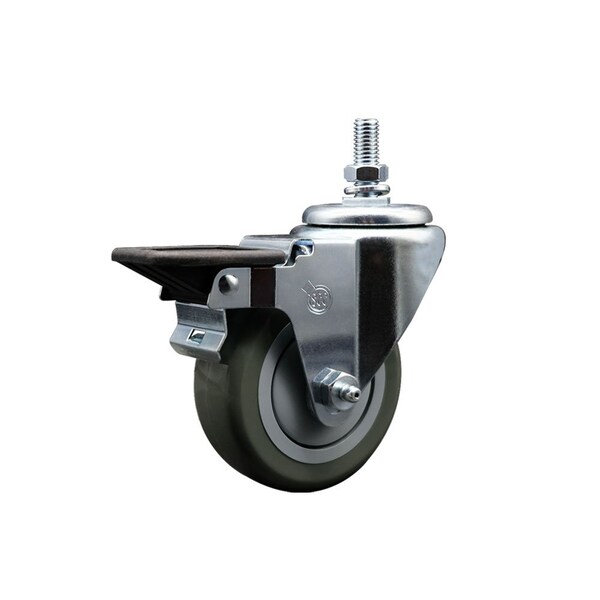 Service Caster 35 Inch Gray Polyurethane 10 MM Threaded Stem Caster with Brake SCC-TS20S3514-PPUB-PLB-M1015 - main